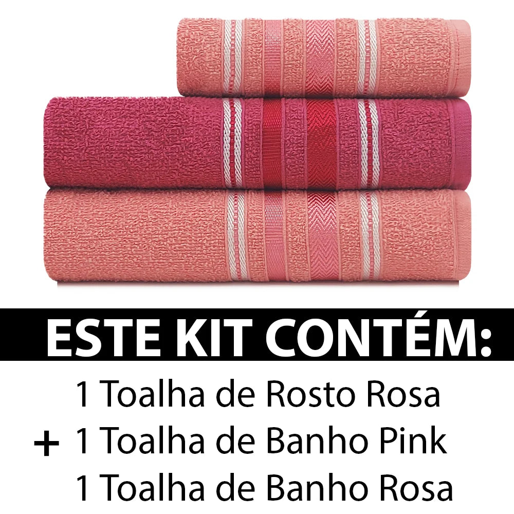 Conjunto de Toalhas de Algodão Liz Atlantic 3 peças Banho + Rosto